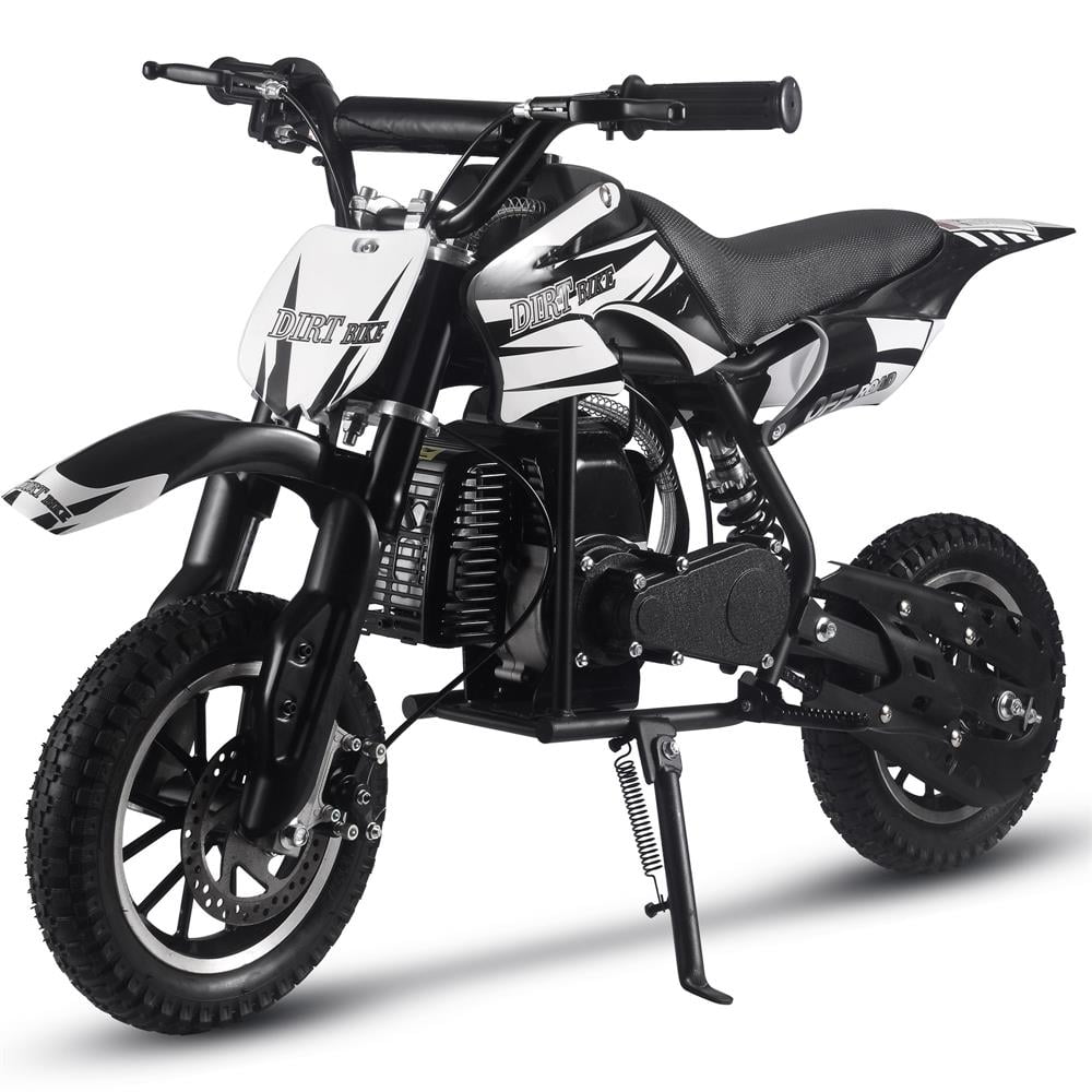 Track 7 50CC 2-Stroke Kid Dirt Bike, Off Road Gas Motorcycle, Trail Bike Up to 25Mph, EPA Approved Kids Gas Dirt Bike W/Rear Suspension, Pull Start, Front & Rear Disc Brake, Black