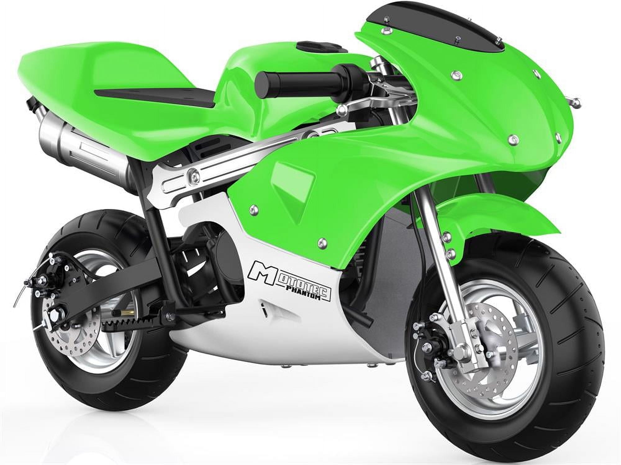 Track 7 49CC 2-Stroke Mini Dirt Bike for Kids, Mini Gas Pocket Bike with Dual Brake, Racing Dirt Motorcycle Max Speed 20 Mph, Max Weight 170lbs, 1.25L Tank, Green