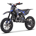 Track 7 50CC 2-Stroke Gas Dirt Bike for Kids, Up to 25 MPH, Mini Dirt Bike with Rear Suspension, Kill Switch, Disck Brakes, 150lbs Max Load, 1.6L Tank, Blue