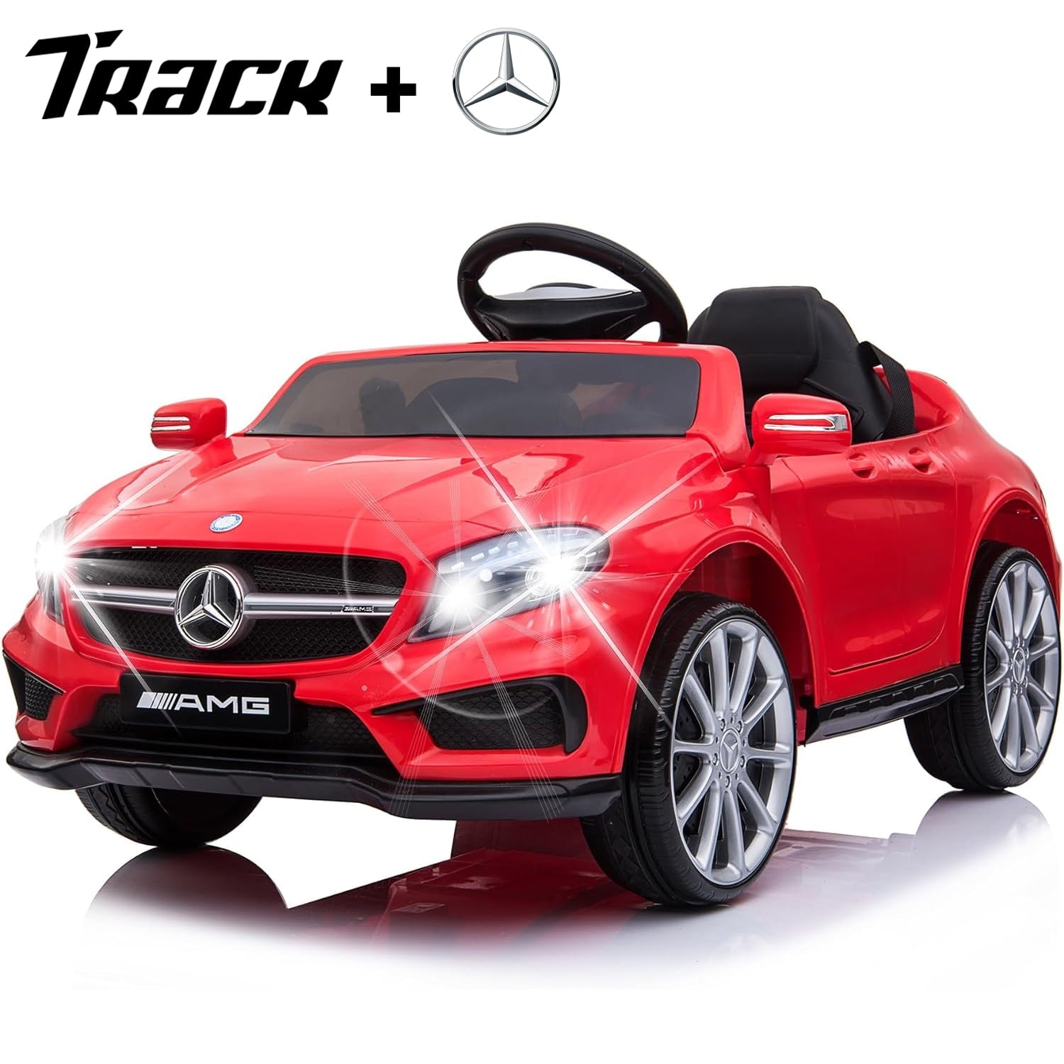 Track 7 6V Ride on Car, Licensed Mercedes Benz AMG GTR Battery Powered Electric Vehicle, w/Parent Remote, Wider Seat, LED Lights, 5-point Belt, MP3 Player, Smooth Start, White