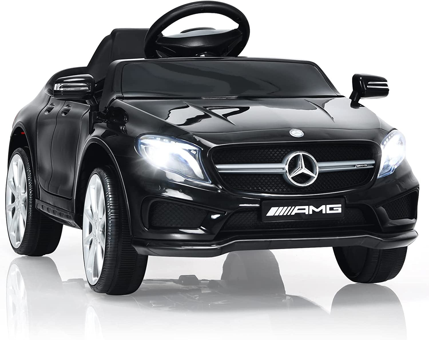 Track 7 6V Ride on Car, Licensed Mercedes Benz AMG GTR Battery Powered Electric Vehicle, w/Parent Remote, Wider Seat, LED Lights, 5-point Belt, MP3 Player, Smooth Start, White
