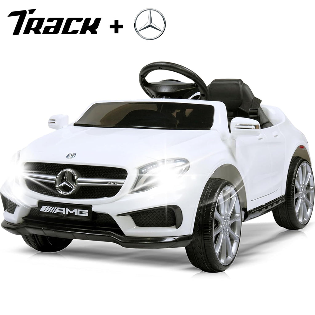 Track 7 6V Ride on Car, Licensed Mercedes Benz AMG GTR Battery Powered Electric Vehicle, w/Parent Remote, Wider Seat, LED Lights, 5-point Belt, MP3 Player, Smooth Start, White