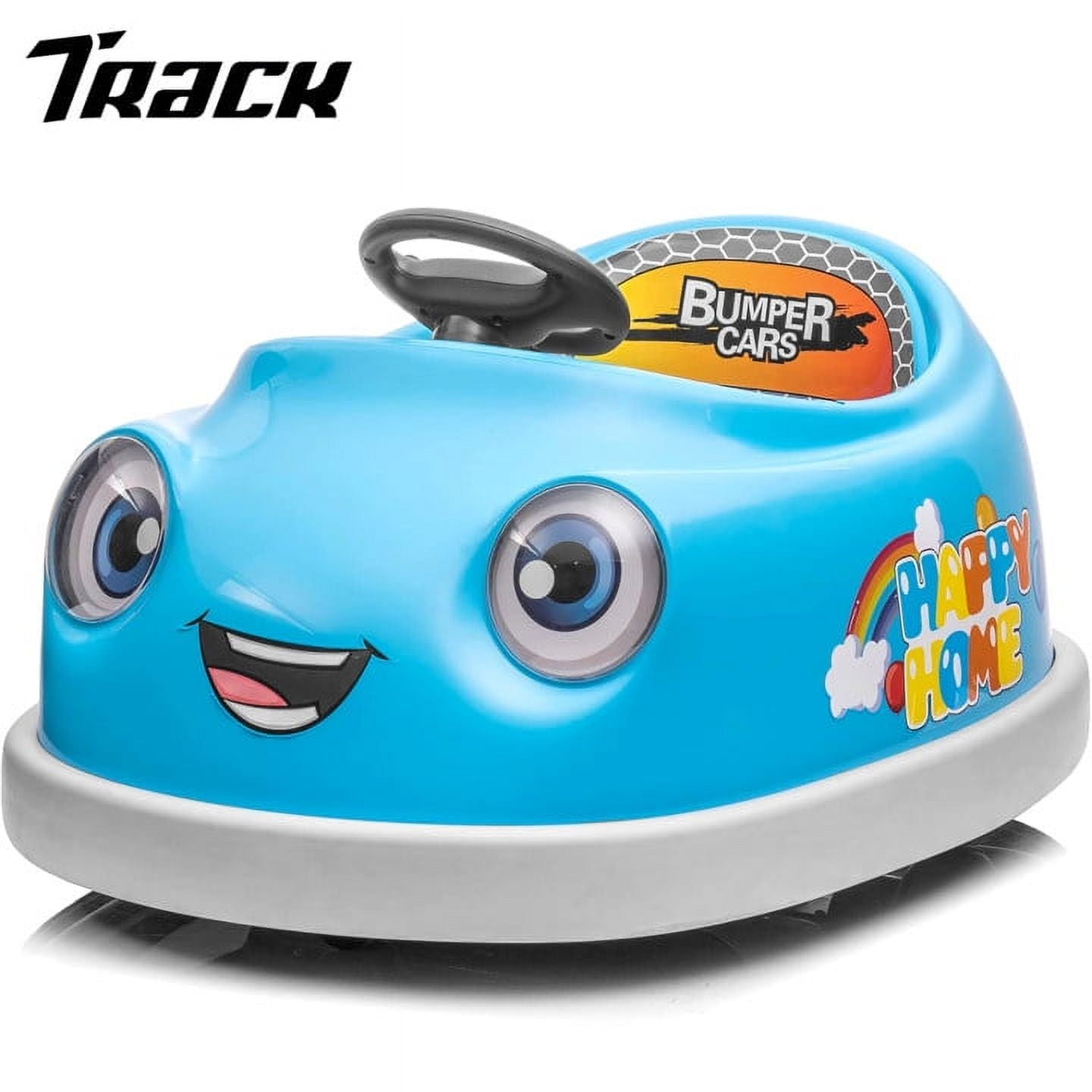Track 7 Kids Ride on Bumper Car, 12V Electric Car for Boys Girls, Age 1-6 Years, with Remote Control, Bluetooth, Push Rod, Rocking Horse Mode, 360 Degree Turning, Pink
