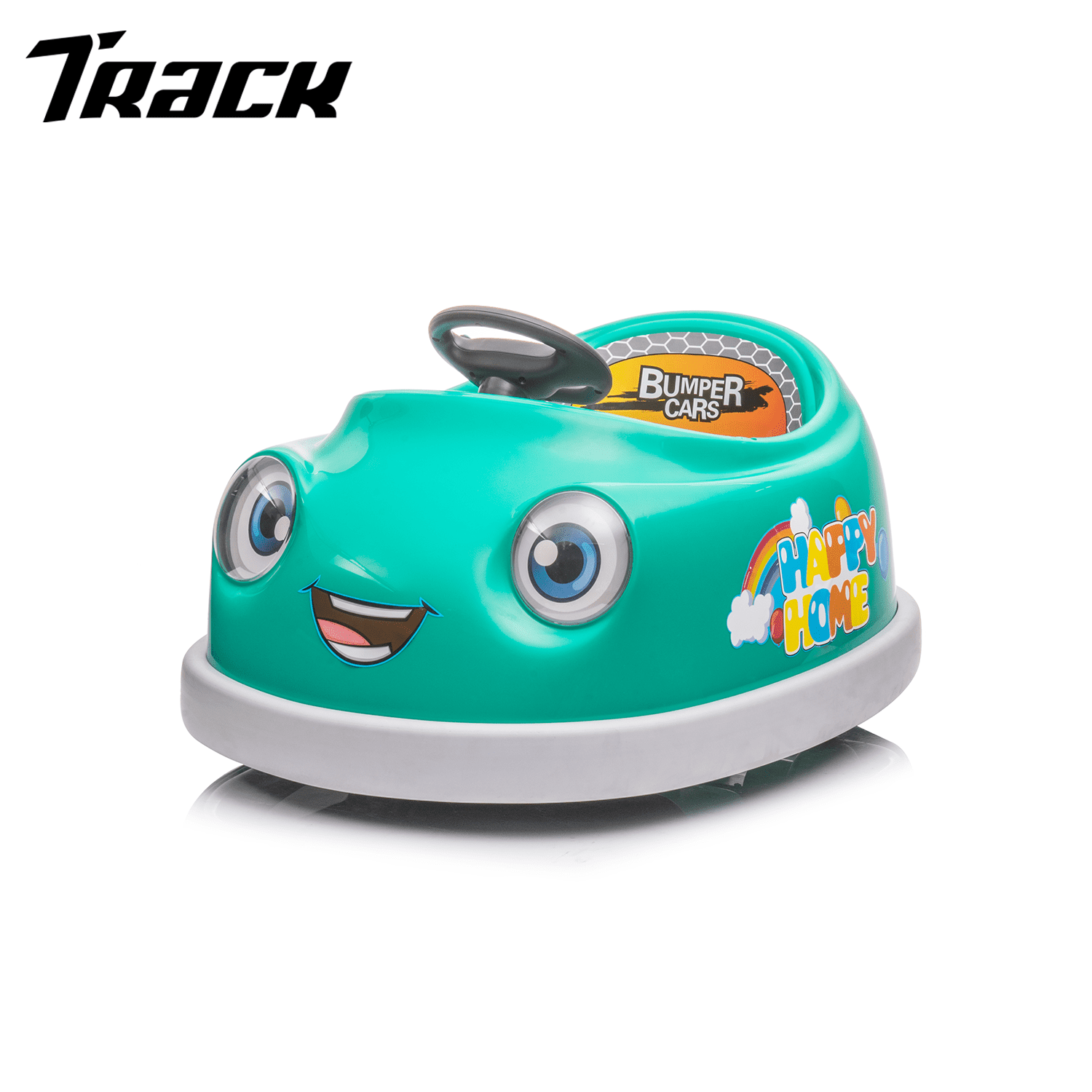 Track 7 Kids Ride on Bumper Car, 12V Electric Car for Boys Girls, Age 1-6 Years, with Remote Control, Bluetooth, Push Rod, Rocking Horse Mode, 360 Degree Turning, Pink