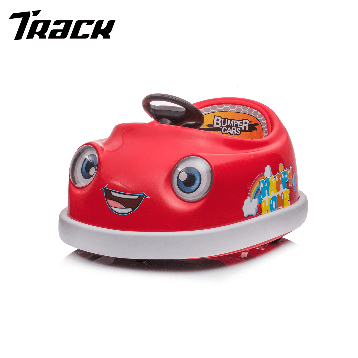 Track 7 Kids Ride on Bumper Car, 12V Electric Car for Boys Girls, Age 1-6 Years, with Remote Control, Bluetooth, Push Rod, Rocking Horse Mode, 360 Degree Turning, Pink
