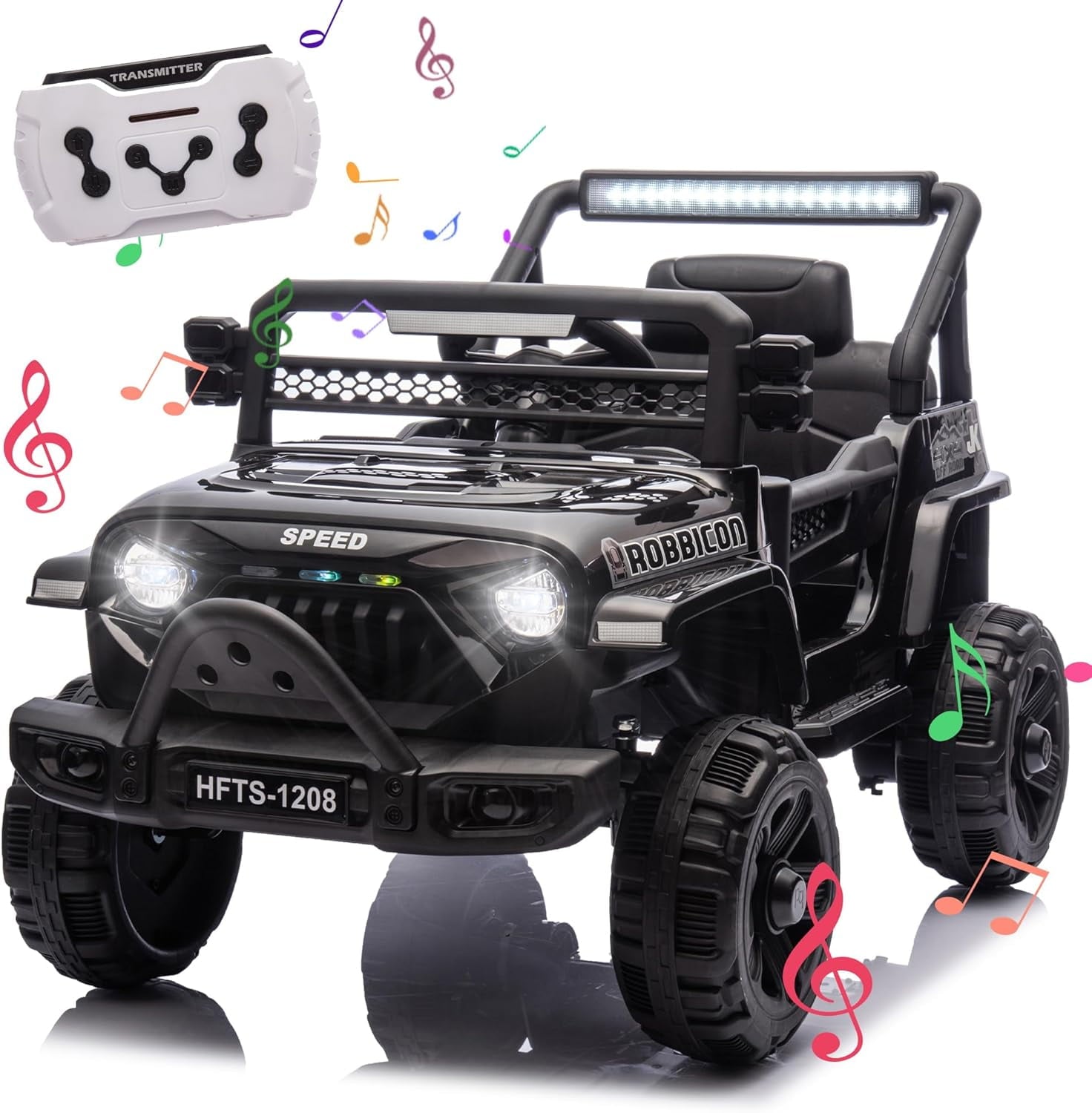Track 7 Kids Ride on Truck, 12V Electric Truck Car with Remote Control, USB, Bluetooth, Microphone Jack, LED Lights, Ride on Car for Boys Girls, PInk