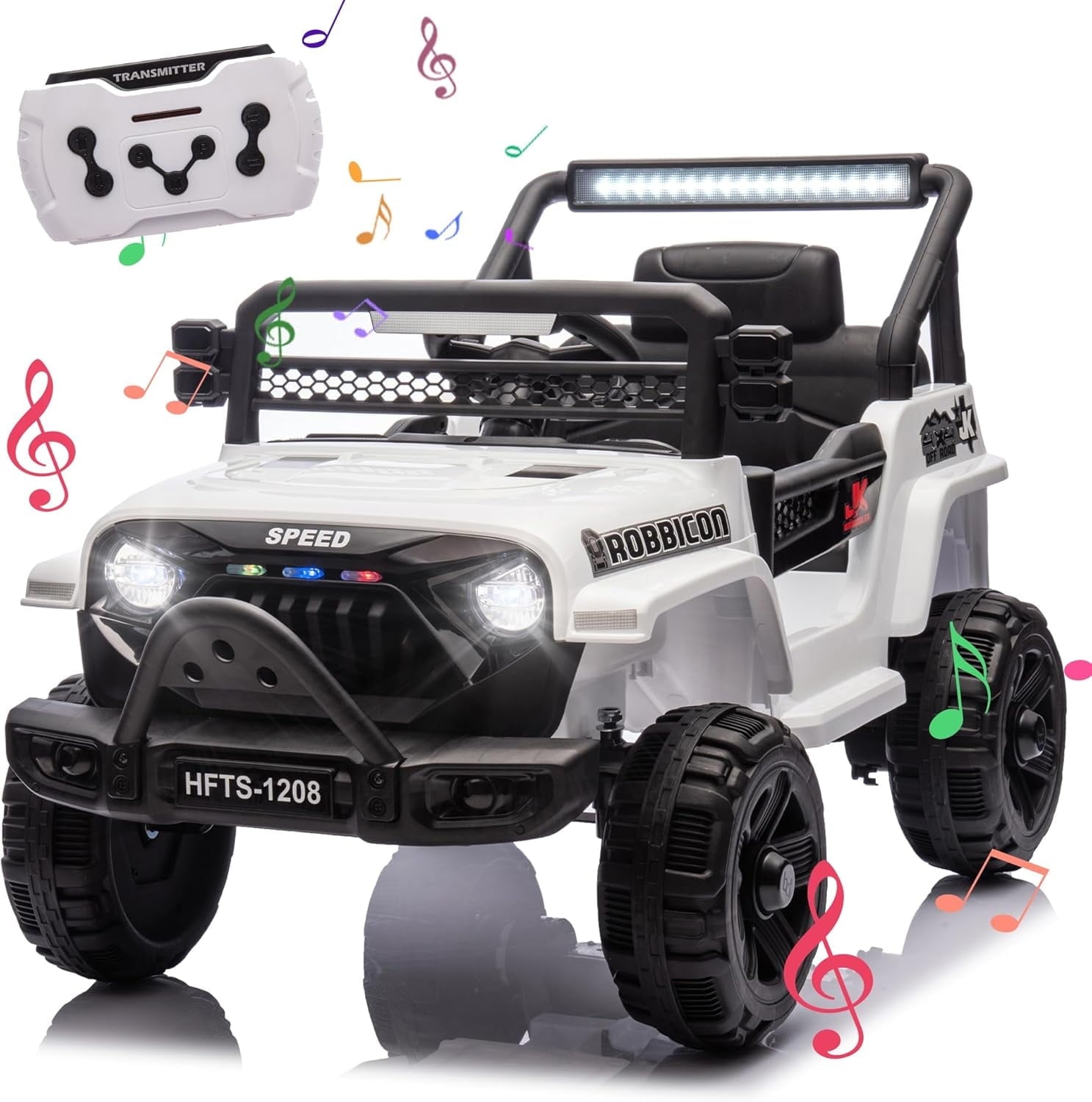 Track 7 Kids Ride on Truck, 12V Electric Truck Car with Remote Control, USB, Bluetooth, Microphone Jack, LED Lights, Ride on Car for Boys Girls, PInk