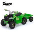Track 7 Kids Ride on ATV with Trailer, 4 Wheeler Electric Quad Vehicle, Ride on Car with Music, Horn, Power Display, Kids Electric ATV, Blue