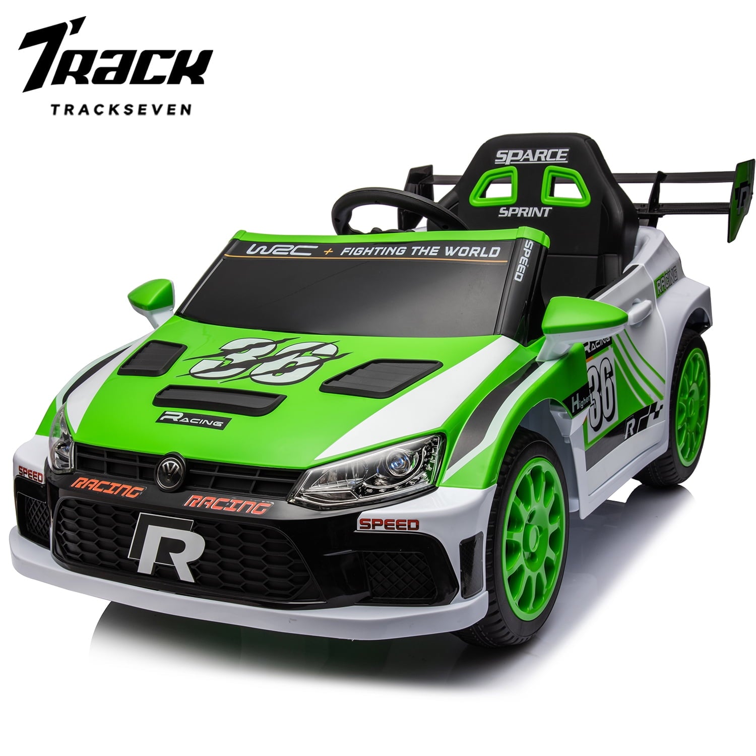 Track 7 Kids Ride on Car, 12V Electric Sports Car with Remote Control, Bluetooth, Front Light, Electric Buggies for Boys Girls Age 3+, Blue