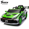 Track 7 Kids Ride on Car, 12V Electric Sports Car with Remote Control, Bluetooth, Front Light, Electric Buggies for Boys Girls Age 3+, Green