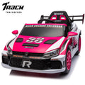 Track 7 Kids Ride on Car, 12V Electric Sports Car with Remote Control, Bluetooth, Front Light, Electric Buggies for Boys Girls Age 3+, Pink