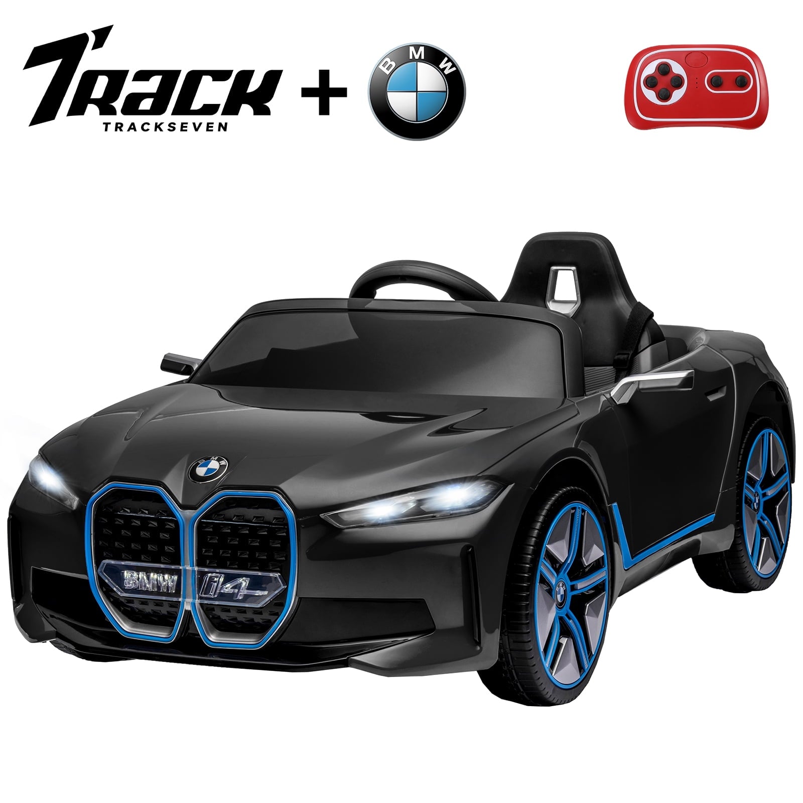 Track 7 Kids Ride on Car, 12V Licensed BMW i4 12V Electric Car with Remote Control, MP3, Age 3+, Red