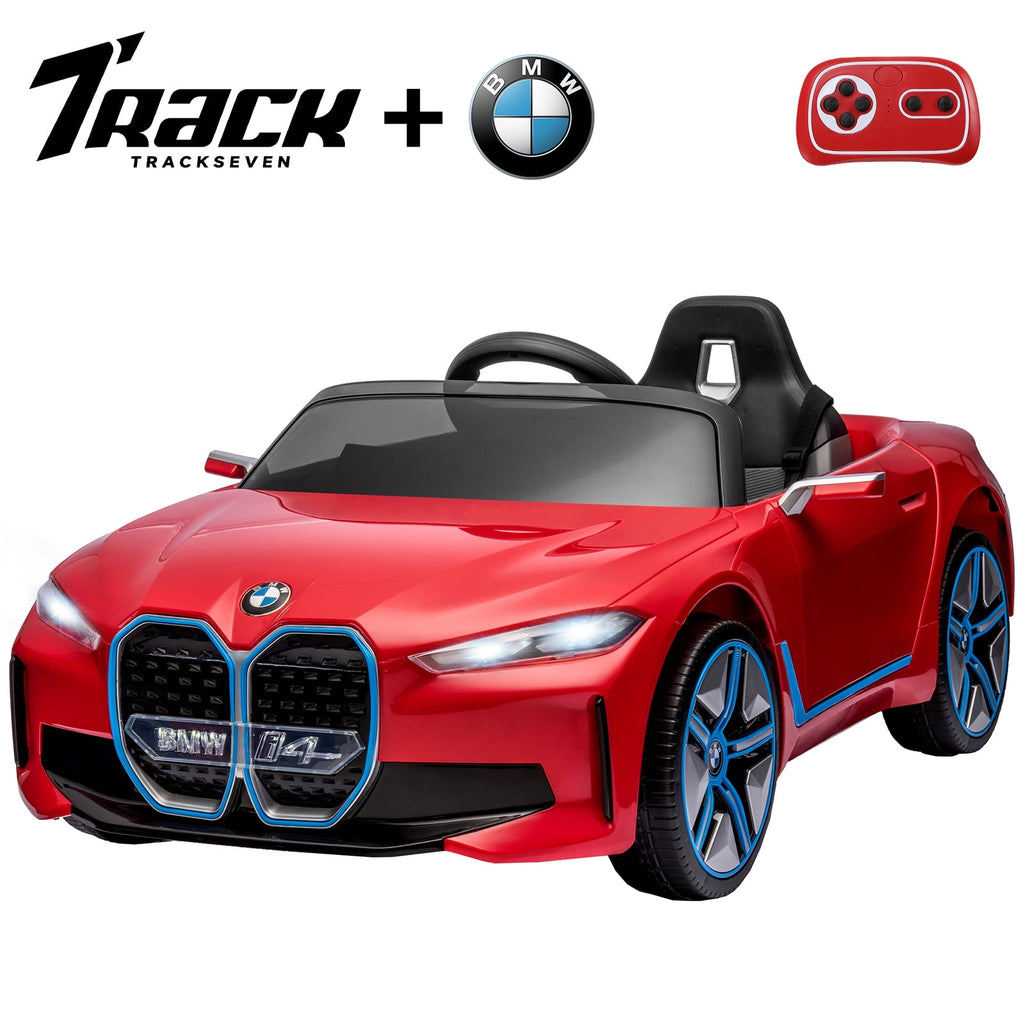 Track 7 Kids Ride on Car,Licensed BMW i4 12V Electric Car with Remote Control,MP3,Bluetooth,LED Light,Ride On Toy Electric Vehicle,Blue