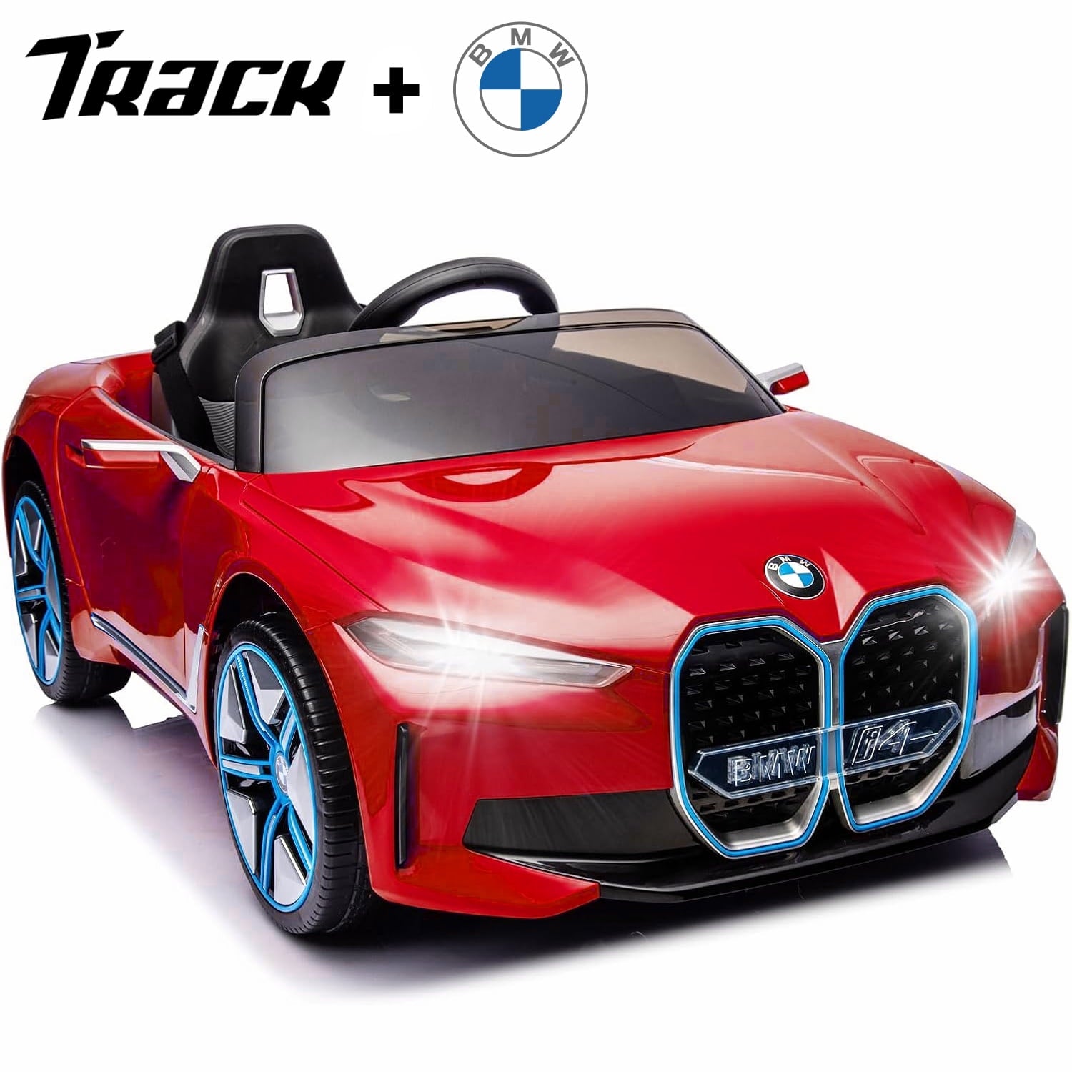 Track 7 Kids Ride on Car, 12V Licensed BMW i4 12V Electric Car with Remote Control, MP3, Age 3+, Red