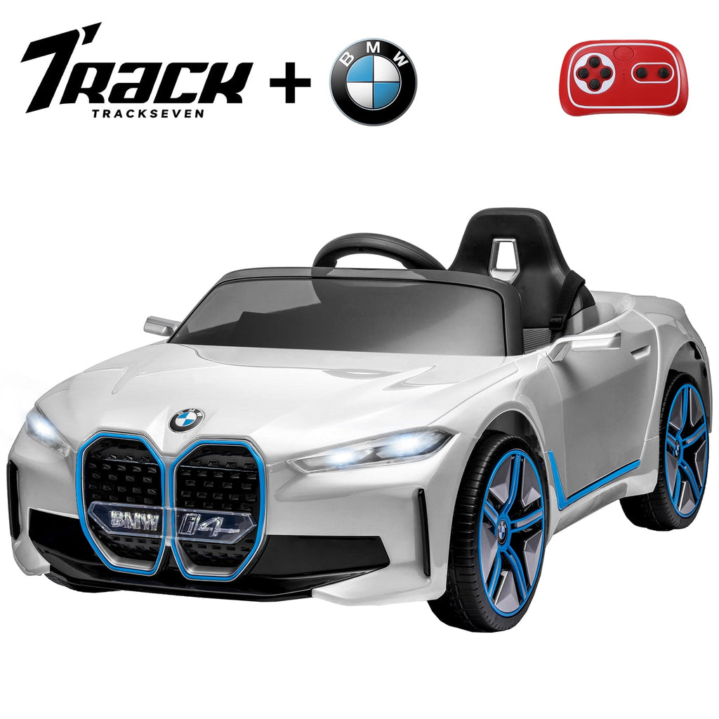 Track 7 Kids Ride on Car,Licensed BMW i4 12V Electric Car with Remote Control,MP3,Bluetooth,LED Light,Ride On Toy Electric Vehicle,Blue