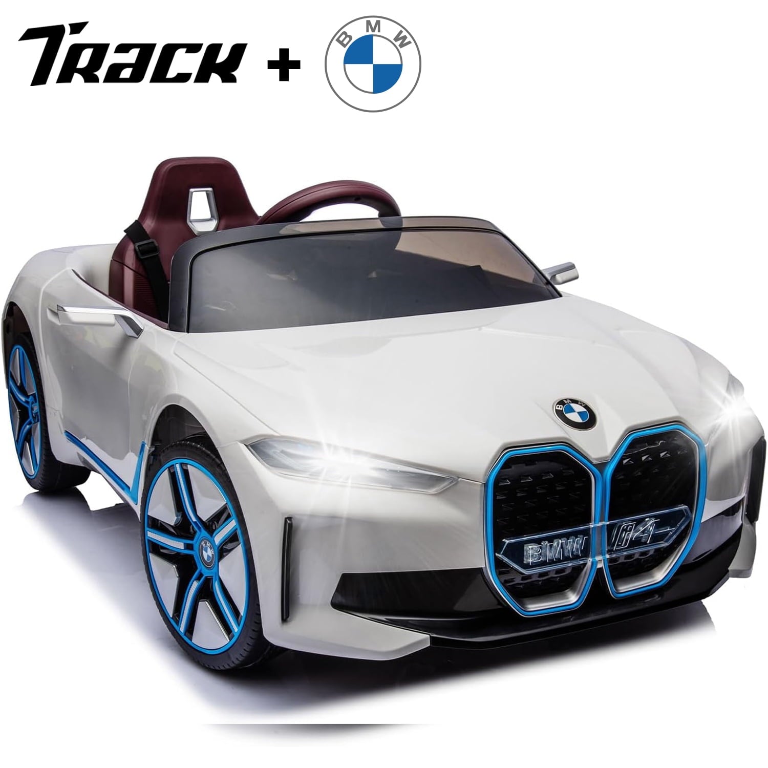 Track 7 Kids Ride on Car, 12V Licensed BMW i4 12V Electric Car with Remote Control, MP3, Age 3+, Red