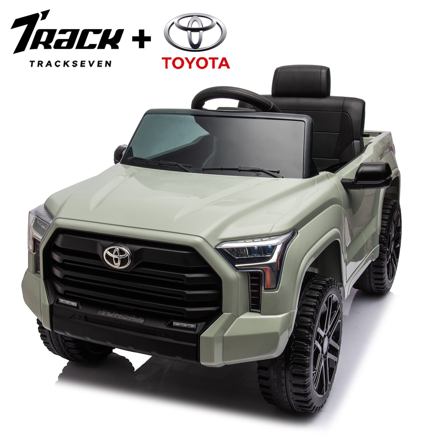 Track 7 Kids Ride on Car, 12V Licensed Toyota Tundra Pickup Electric Car with Remote Control, Music, LED Lights, Toyota Electric Vehicle Toy, White