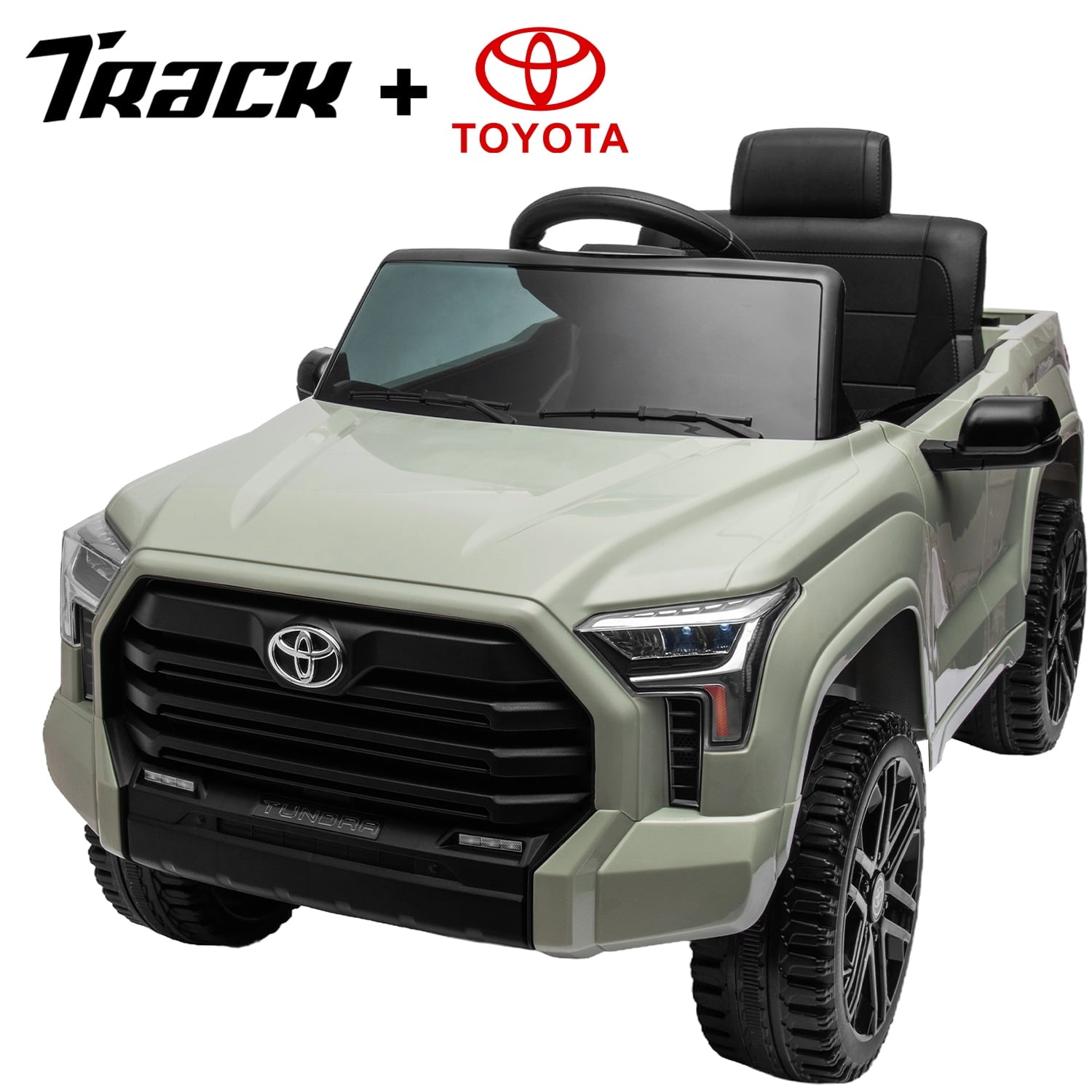 Track 7 Kids Ride on Car, 12V Licensed Toyota Tundra Pickup Electric Car with Remote Control, Music, LED Lights, Toyota Electric Vehicle Toy, Red