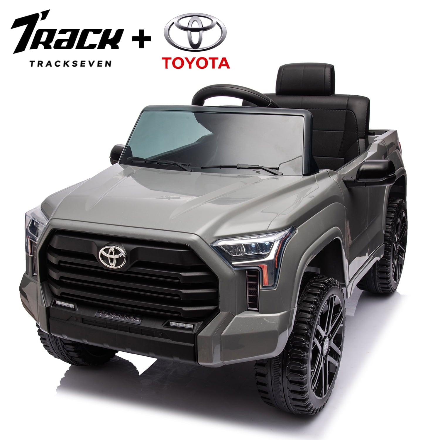 Track 7 Kids Ride on Car, 12V Licensed Toyota Tundra Pickup Electric Car with Remote Control, Music, LED Lights, Toyota Electric Vehicle Toy, Green