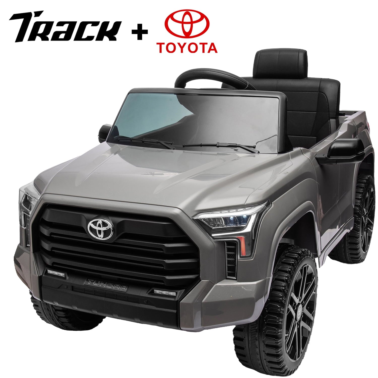 Track 7 Kids Ride on Car, 12V Licensed Toyota Tundra Pickup Electric Car with Remote Control, Music, LED Lights, Toyota Electric Vehicle Toy, Red