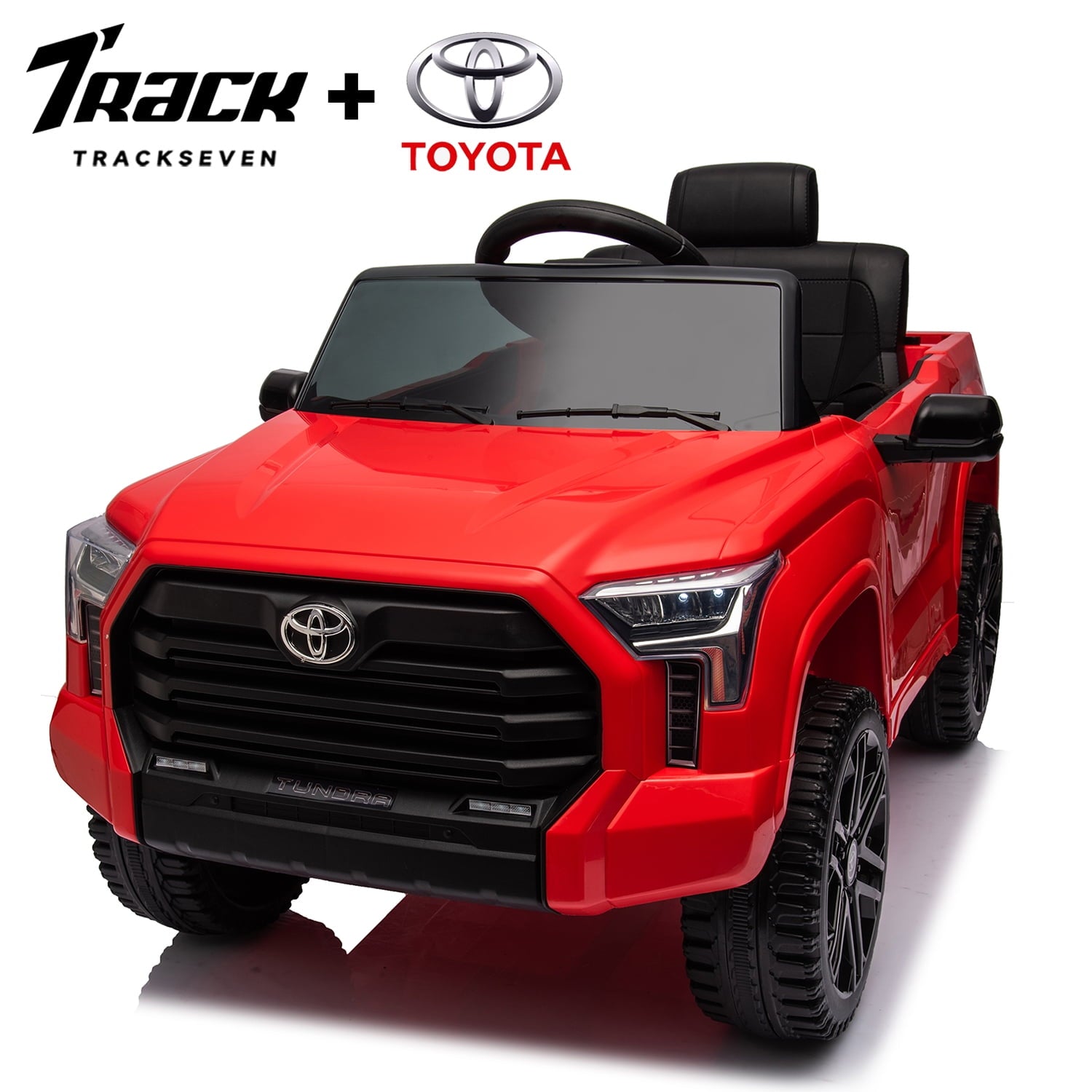 Track 7 Kids Ride on Car, 12V Licensed Toyota Tundra Pickup Electric Car with Remote Control, Music, LED Lights, Toyota Electric Vehicle Toy, White