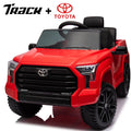 Track 7 Kids Ride on Car, 12V Licensed Toyota Tundra Pickup Electric Car with Remote Control, Music, LED Lights, Toyota Electric Vehicle Toy, Red