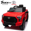Track 7 Kids Ride on Car, 12V Licensed Toyota Tundra Pickup Electric Car with Remote Control, Music, LED Lights, Toyota Electric Vehicle Toy, Red