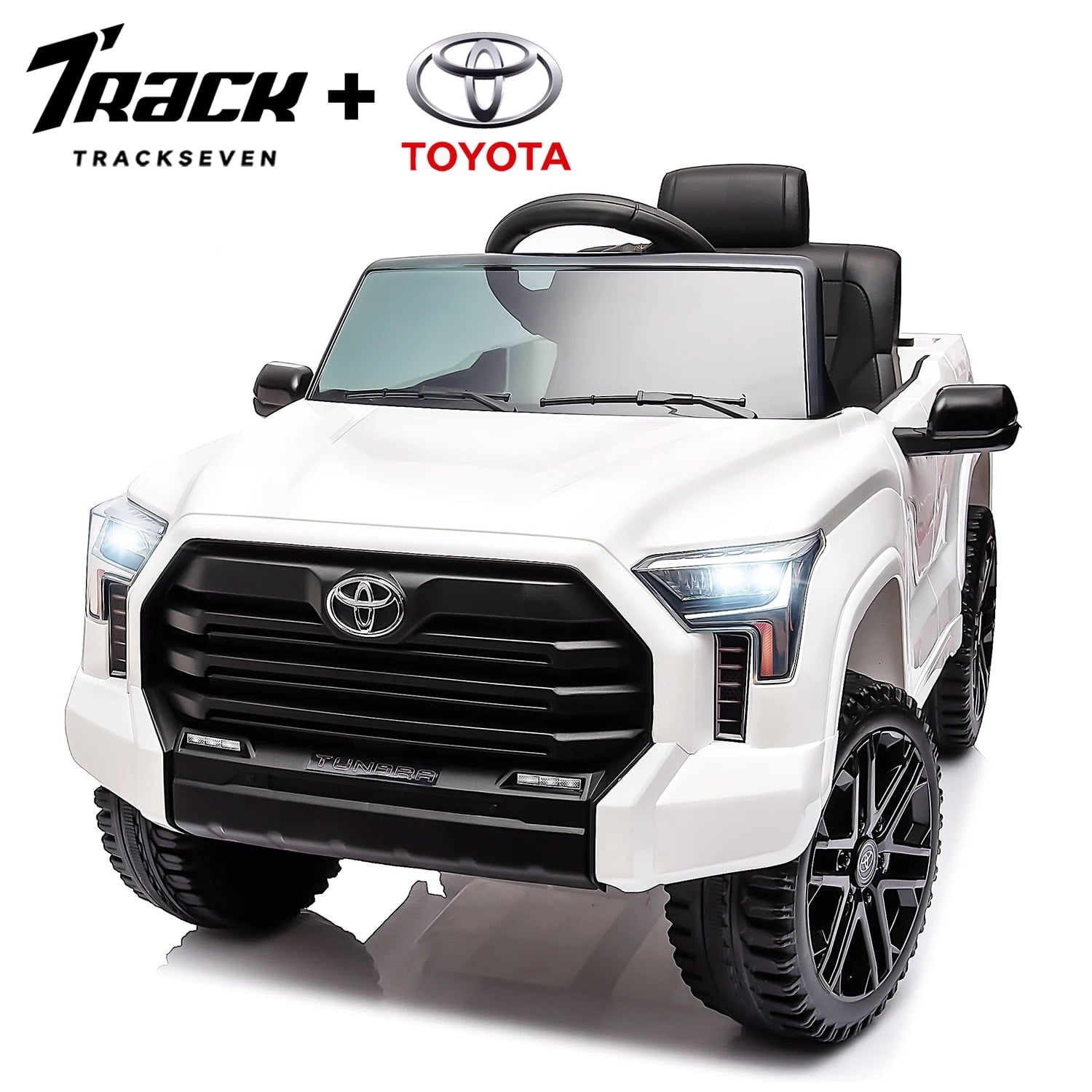 Track 7 Kids Ride on Car, 12V Licensed Toyota Tundra Pickup Electric Car with Remote Control, Music, LED Lights, Toyota Electric Vehicle Toy, Green