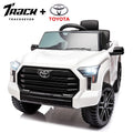 Track 7 Kids Ride on Car, 12V Licensed Toyota Tundra Pickup Electric Car with Remote Control, Music, LED Lights, Toyota Electric Vehicle Toy, White