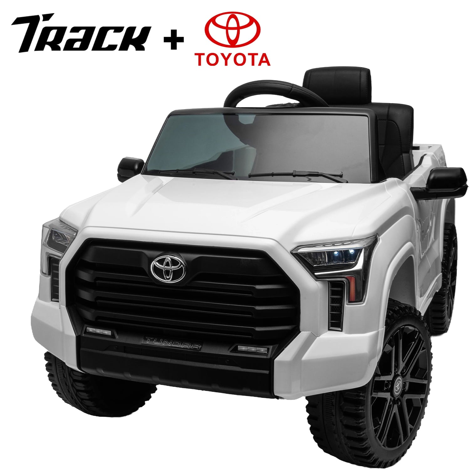 Track 7 Kids Ride on Car, 12V Licensed Toyota Tundra Pickup Electric Car with Remote Control, Music, LED Lights, Toyota Electric Vehicle Toy, Red