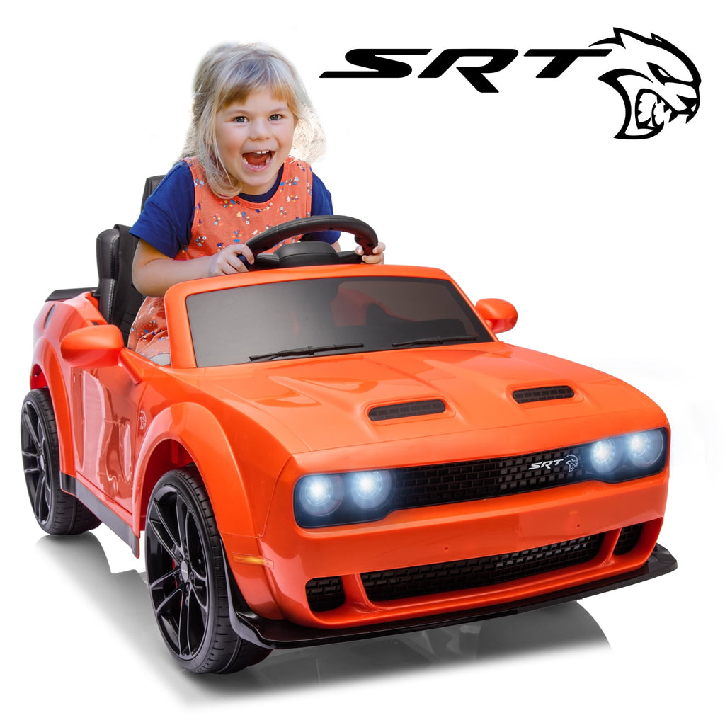Track 7 Kids Ride on Car, Licensed Dodge Challenger SRT 12V Electric Car for Kids Age 3+, Remote Control, Music