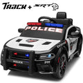 Track 7 Licensed Dodge Charger SRT Ride on Car, 12V Kids Ride on Police Car with Remote Control, Music, Alarm Lights, Megaphone, Electric Car for Kids Age 3+, White