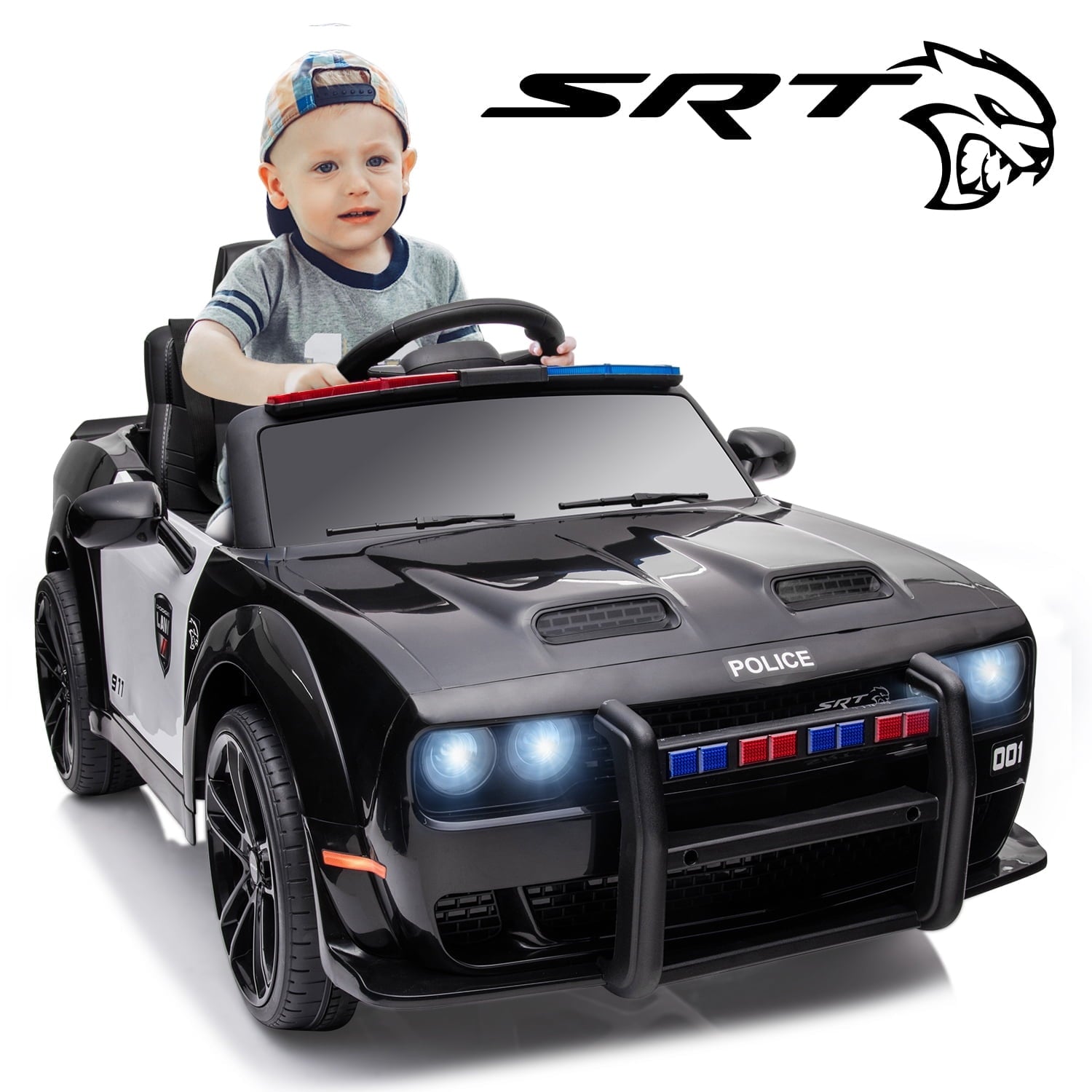 Track 7 Kids Ride on Car, Licensed Dodge Challenger SRT 12V Electric Car for Kids Age 3+, Remote Control, Music