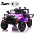 Track Seven Kids Ride on Truck, 12V Electric Car for Boys Girls Age 3+, Music, Ride on Car with Remote Control, Purple