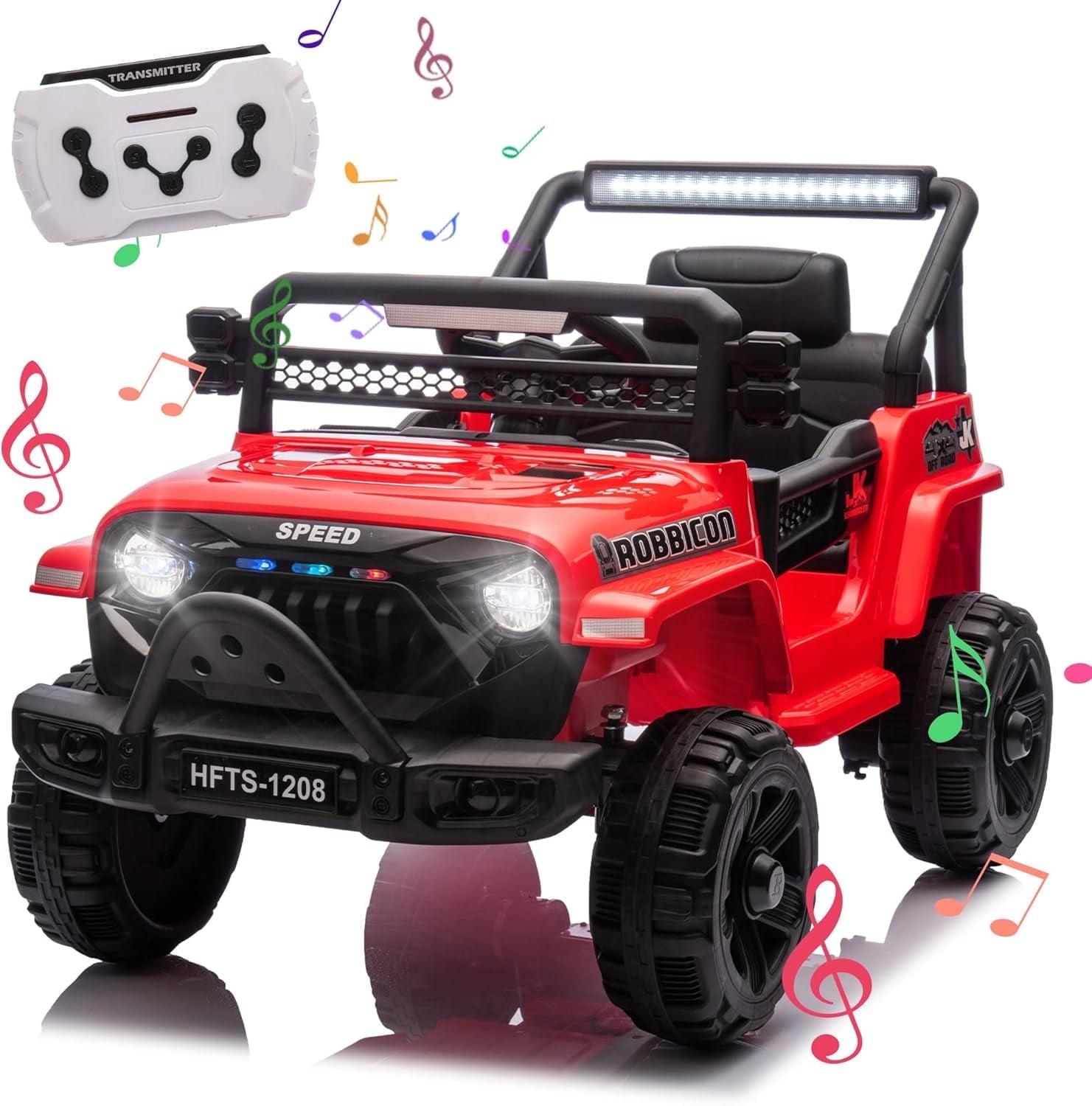 Track 7 Kids Ride on Truck, 12V Electric Truck Car with Remote Control, USB, Bluetooth, Microphone Jack, LED Lights, Ride on Car for Boys Girls, PInk