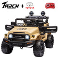 Track 7 Kids Ride on Truck, 12V Licensed Toyota FJ Cruiser Electric Car for Kids Age 3+, Ride on Car w/Remote Control, Power Display, Music, Khaki