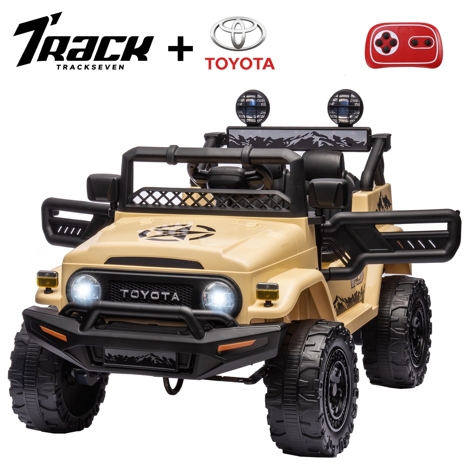 Track 7 Kids Ride on Truck, 12V Licensed Toyota FJ Cruiser Electric Car for Kids Age 3+, Ride on Car w/Remote Control, Power Display, Music, Red