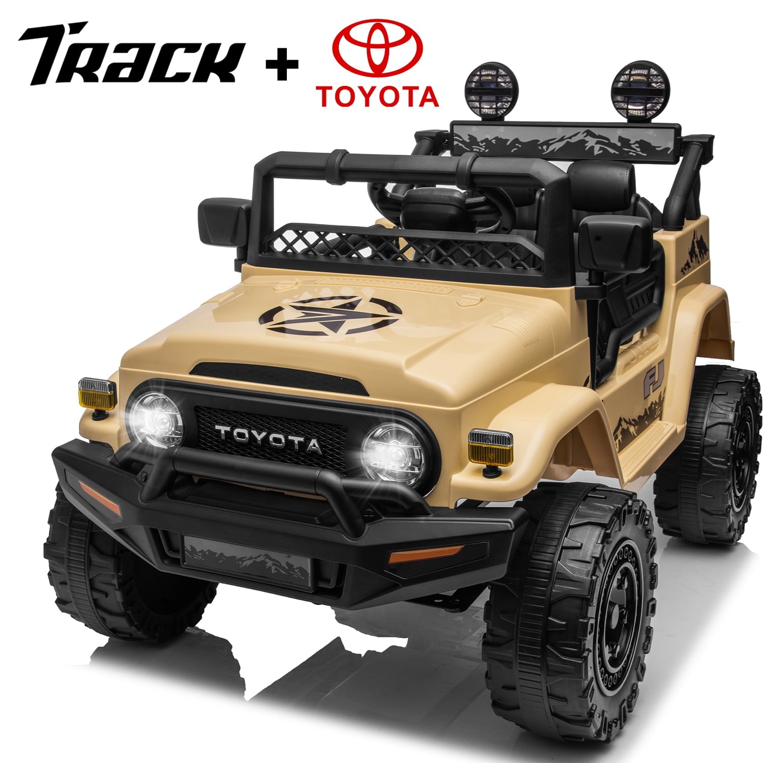 Track 7 Kids Ride on Truck, 12V Licensed Toyota FJ Cruiser Electric Car for Kids Age 3+, Ride on Car w/Remote Control, Power Display, Music, White