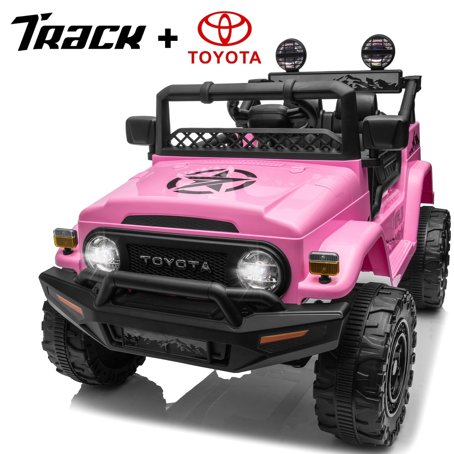 Track 7 Kids Ride on Truck, 12V Licensed Toyota FJ Cruiser Electric Car for Kids Age 3+, Ride on Car w/Remote Control, Power Display, Music, White