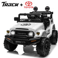 Track 7 Kids Ride on Truck, 12V Licensed Toyota FJ Cruiser Electric Car for Kids Age 3+, Ride on Car w/Remote Control, Power Display, Music, White