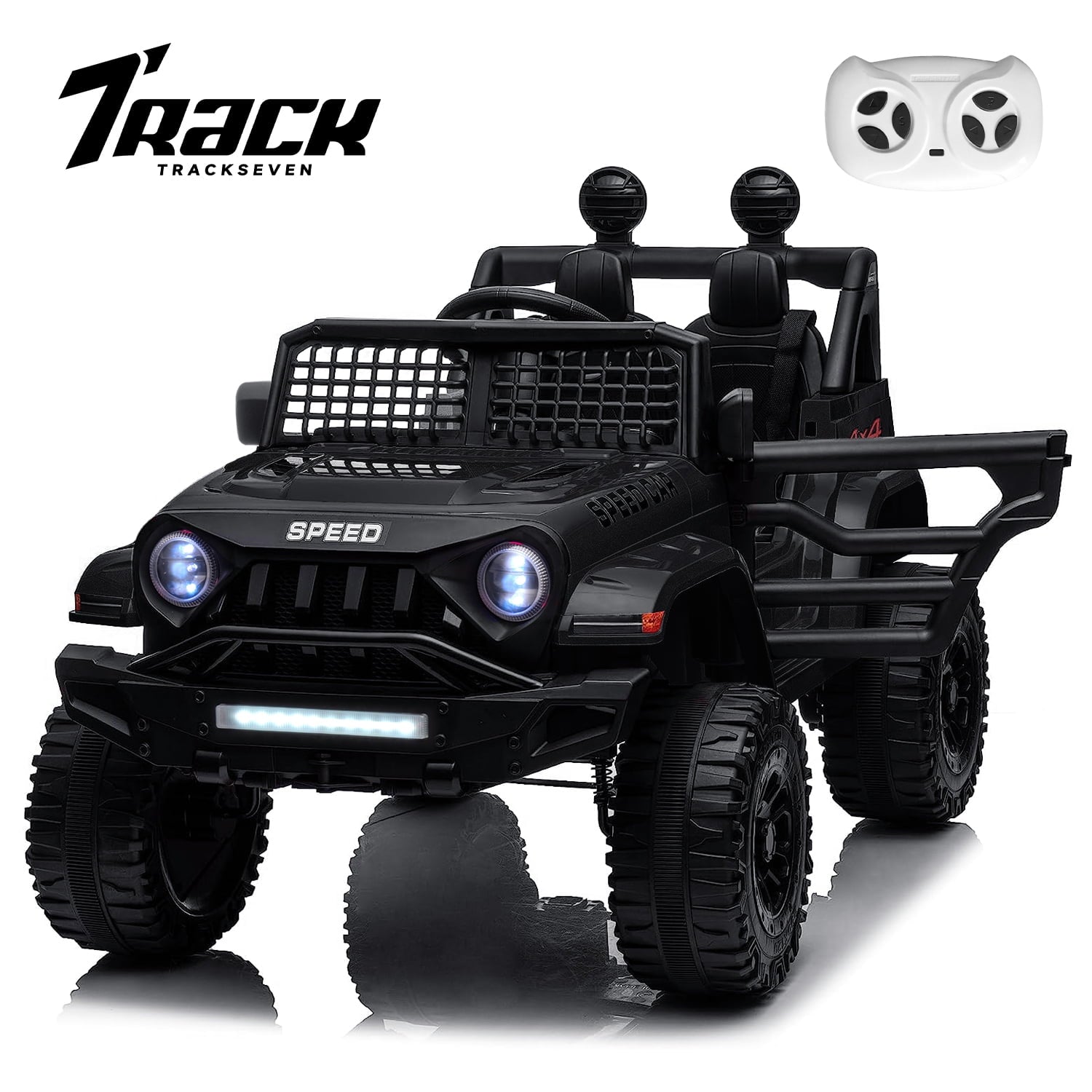 Track 7 Kids Ride on Truck, 12V Ride on Car with Remote Control, Kids Electric Car, Bluetooth, LED Lights, MP3, Pink