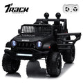 Track 7 Kids Ride on Truck, 12V Ride on Car with Remote Control, Kids Electric Car, Bluetooth, LED Lights, MP3, Black