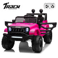 Track 7 Kids Ride on Truck, 12V Ride on Car with Remote Control, Kids Electric Car, Bluetooth, LED Lights, MP3, Pink