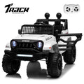 Track 7 Kids Ride on Truck, 12V Ride on Car with Remote Control, Kids Electric Car, Bluetooth, LED Lights, MP3, White