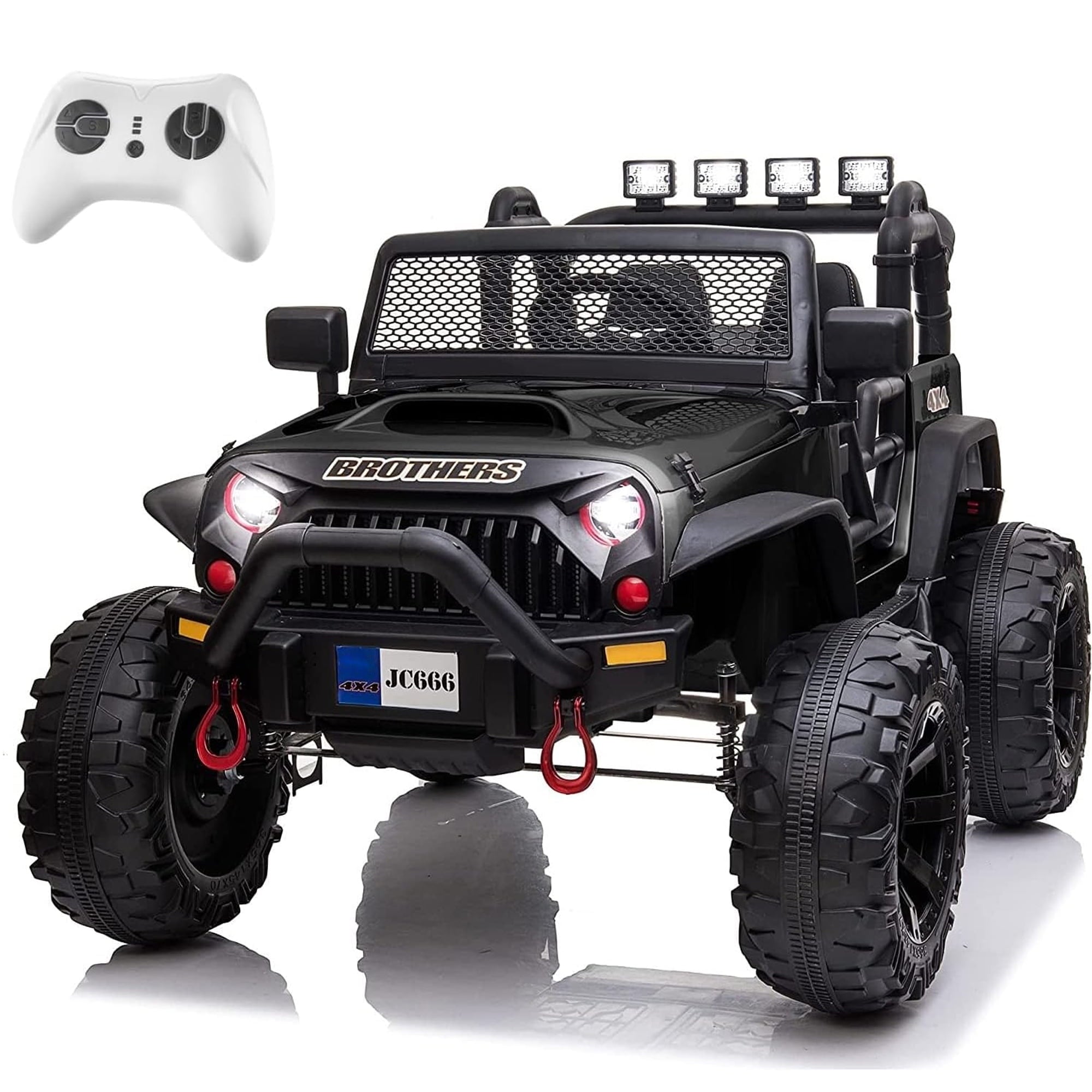 Track 7 Large Wheels 2 Seater Kids Electric Car, Electric Ride On Truck, Remote Control, 2 Speeds, Music, for Boys and Girls, Red