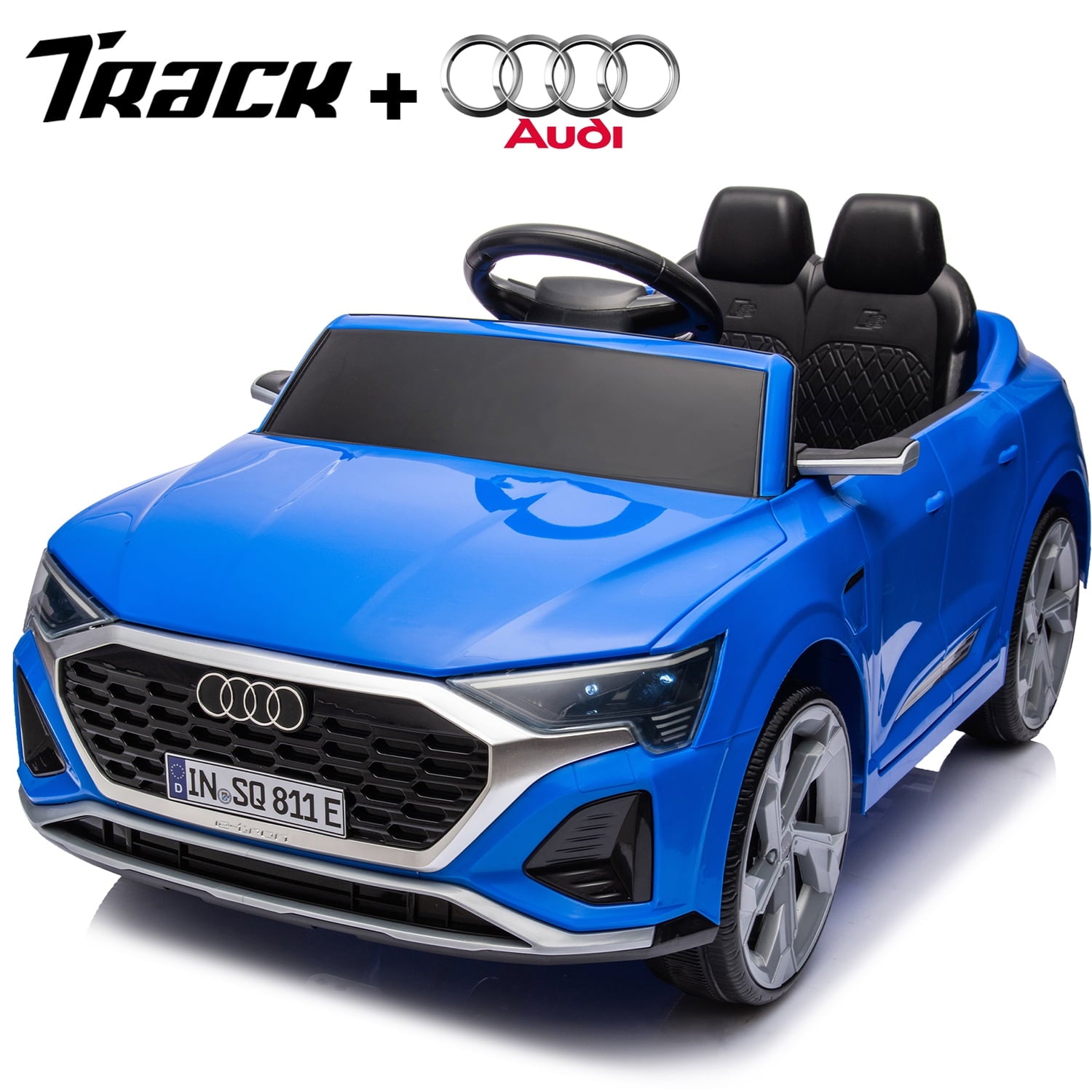 Track Seven Licensed Audi SQ8 Ride on Car with Remote Control, 12V Electric Car for Kids Age 3+, Music, Hanging Start, Speed Adjustment, LED Lights, Suspension, Power Display, Pink