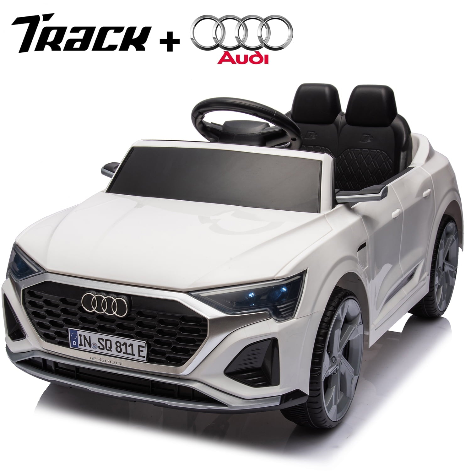 Track Seven Licensed Audi SQ8 Ride on Car with Remote Control, 12V Electric Car for Kids Age 3+, Music, Hanging Start, Speed Adjustment, LED Lights, Suspension, Power Display, Pink