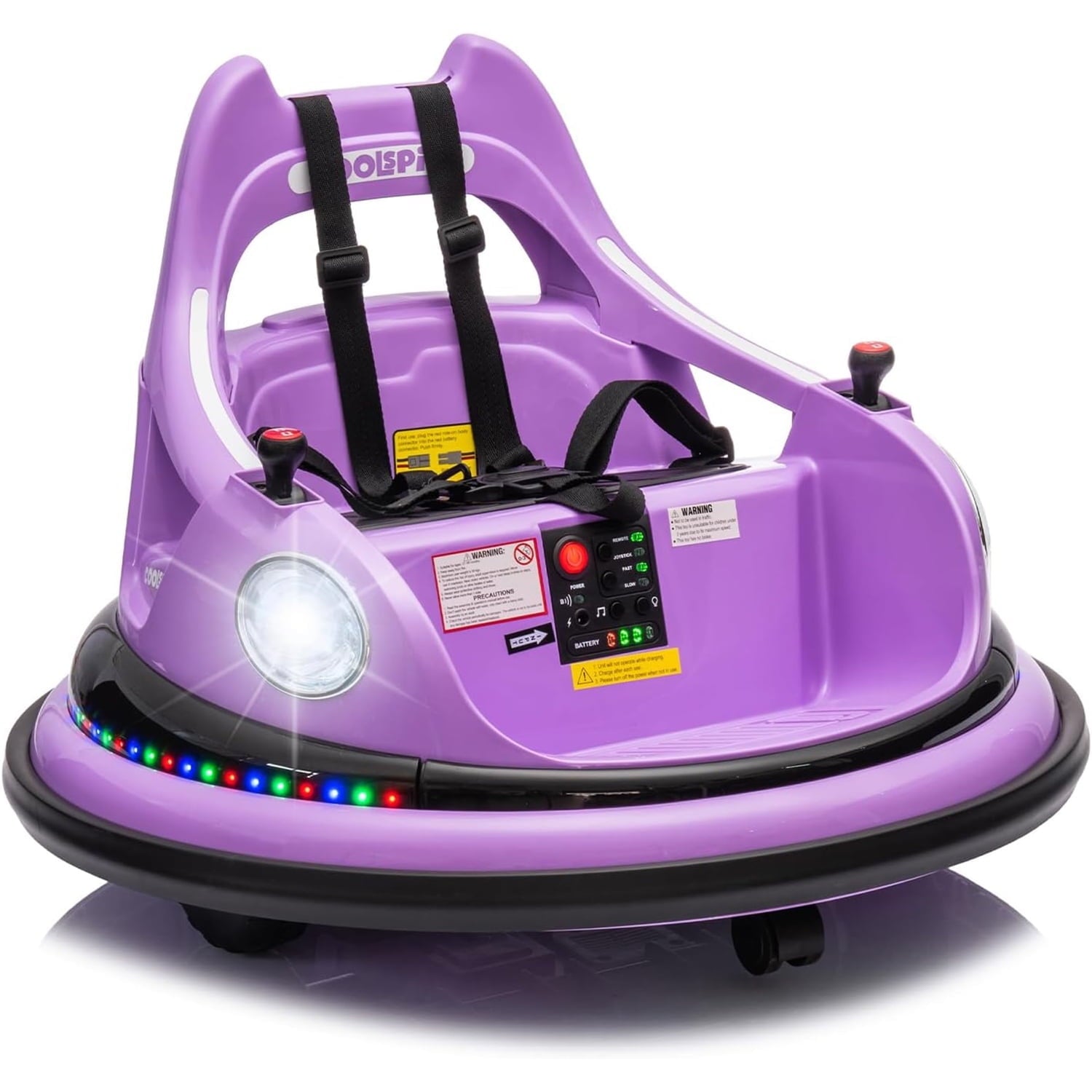 Track Seven 12V Bumper Car for Toddlers, Kids Electric Bumper Car with Remote Control, LED Lights, Bluetooth, 360°Spin, Ride on Toy Car for Boys Girls Aged 2+, Blue
