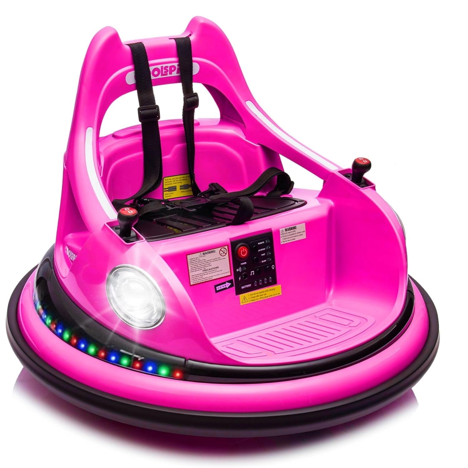 Track Seven 12V Bumper Car for Toddlers, Kids Electric Bumper Car with Remote Control, LED Lights, Bluetooth, 360°Spin, Ride on Toy Car for Boys Girls Aged 2+, Blue