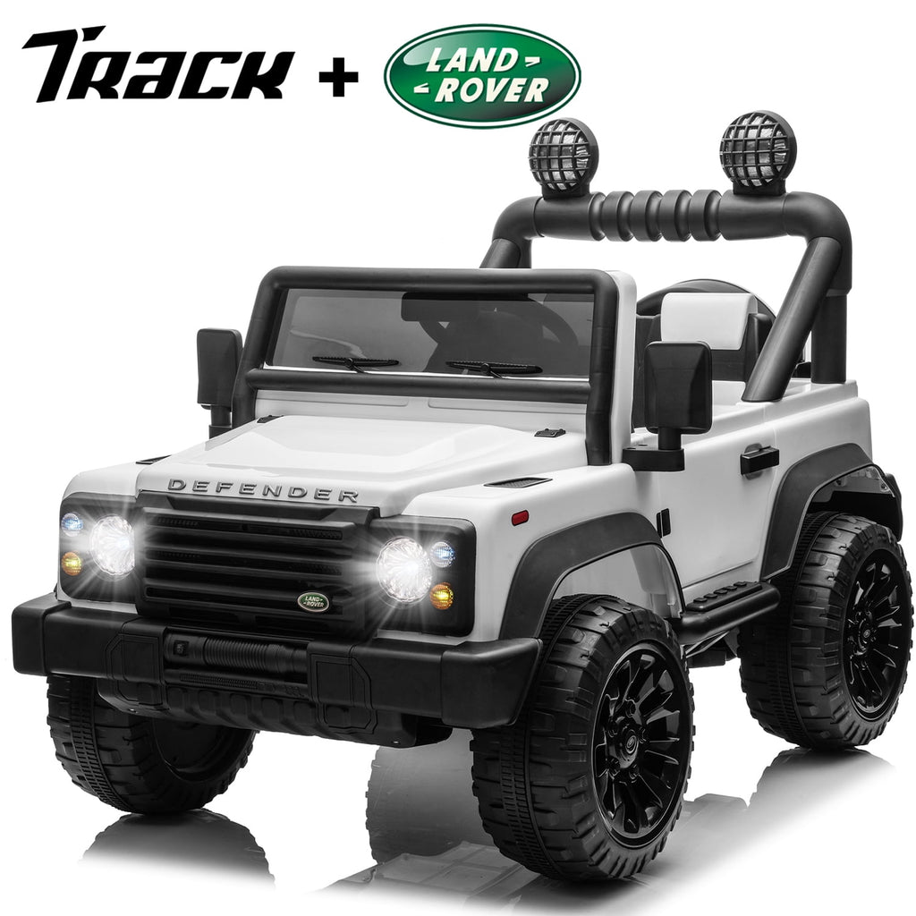 Track 7 Licensed Land Rover Defender Volta 5008 24V Kids Electric Ride-On Car with Remote Control, 2WD Drive, Bluetooth & MP3, LED, 1.86-3.11MPH, 24V Ride on Toys for kids Ages 3-7, white